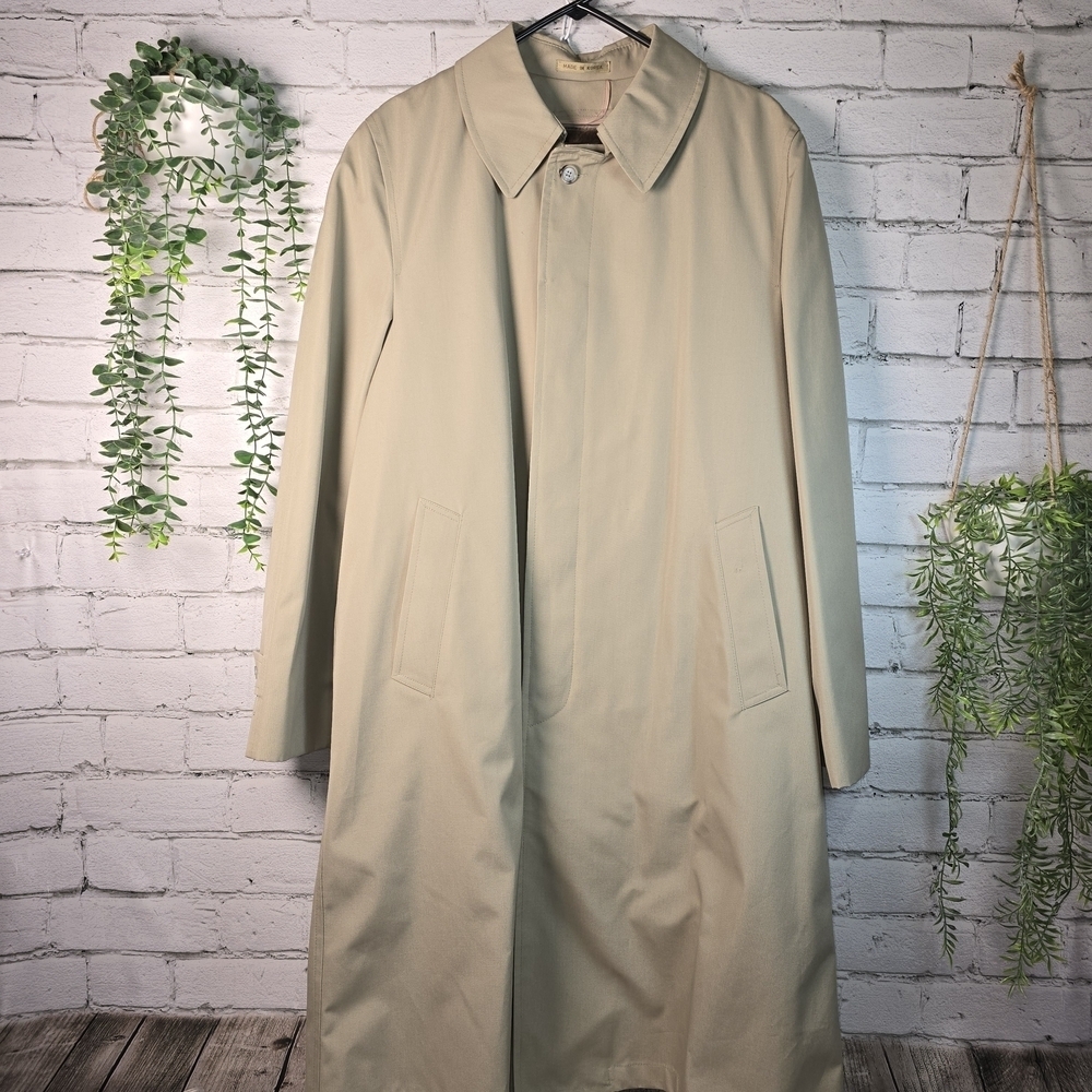 RAINTAMER TRENCH RAIN COAT VINTAGE TAN ZIP OUT FAUX FUR LINED TAN MENS 42T CLASS
